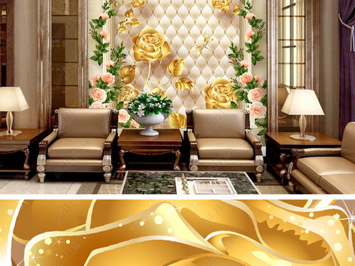 浮雕金色玫瑰罗马柱欧式3D玄关背景墙图片素材 效果图下载