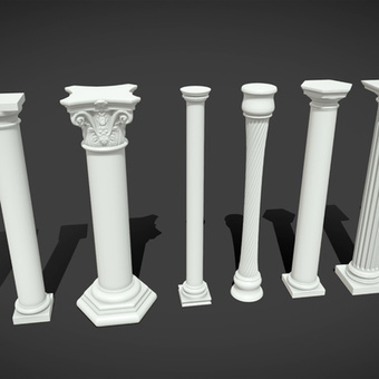 欧式石膏罗马柱组合3D